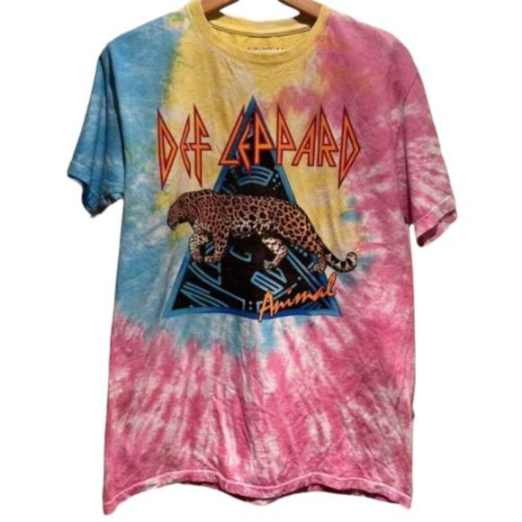 2023 Def Leppard Animal Tie Dye Graphic T-Shirt Men's Size‎ M - Picture 1 of 4